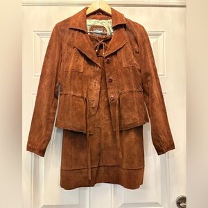 Wilson’s Leather Brown Suede Blazer & Skirt Set Y2K Western Coastal Cowgirl Chic
